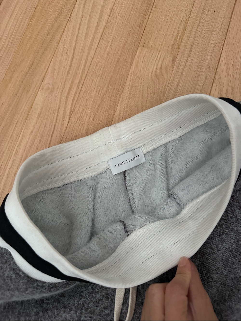 John Elliott thick winter sweatpant Athletic Drawstring Shorts with Striped Trim - Picture 3 of 6
